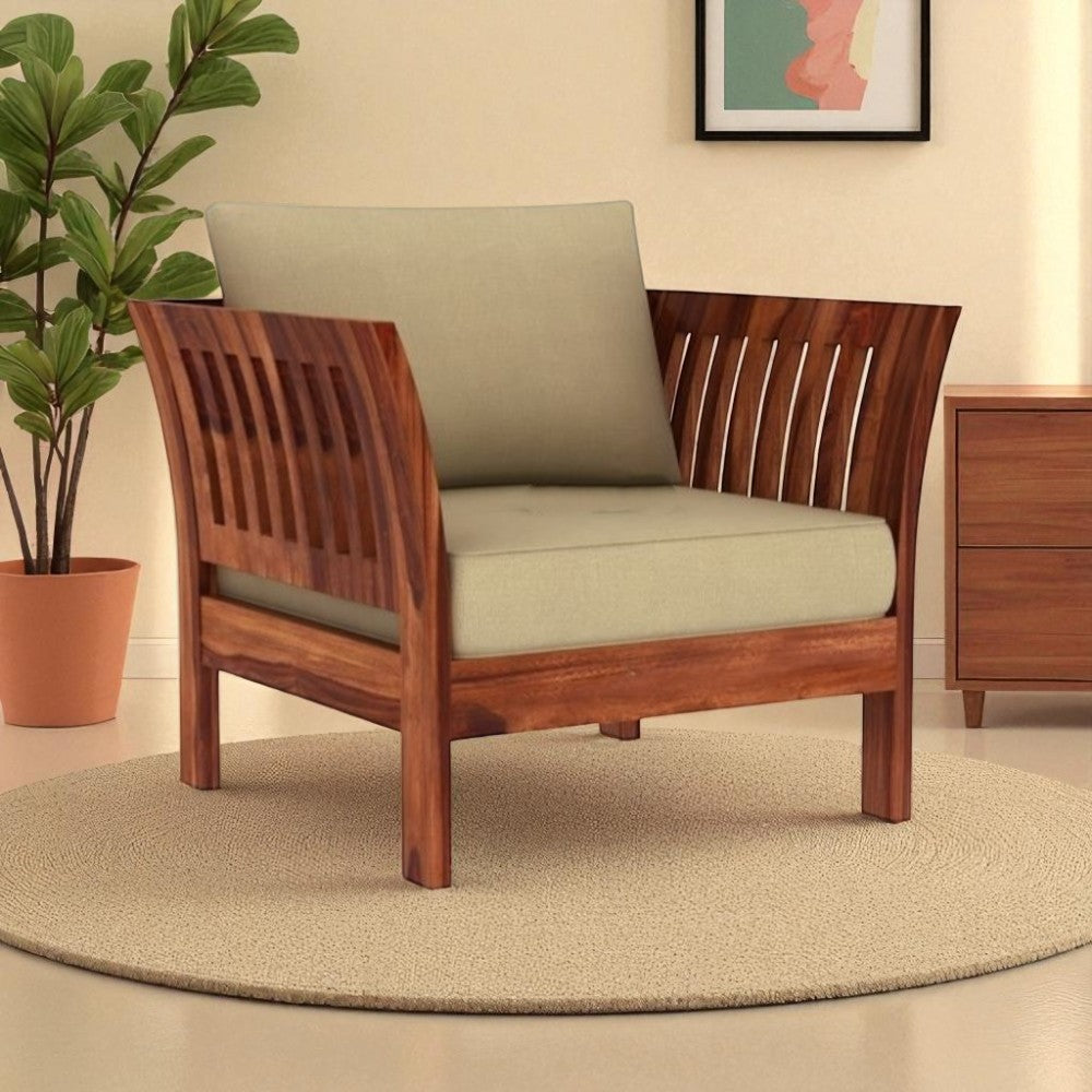 Elegant 1-Seater Solid Wood Sofa – Timeless Style & Lasting Comfort