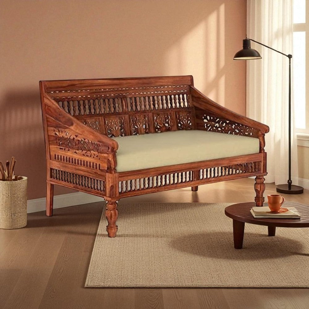 Timeless 2-Seater Solid Wood Sofa – Elegant Design & Lasting Durability