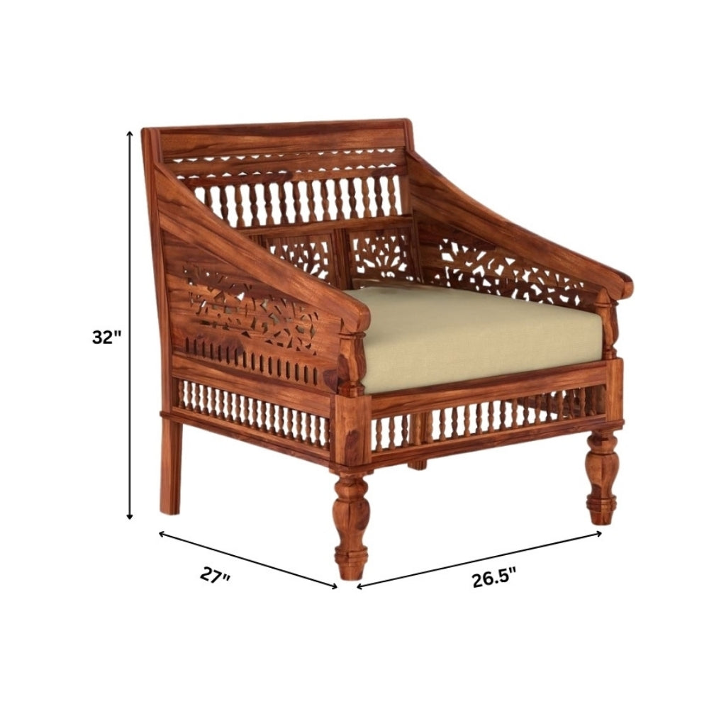 Indian Hub Handcrafted Wooden Sofa Set in 3+1+1 Seating