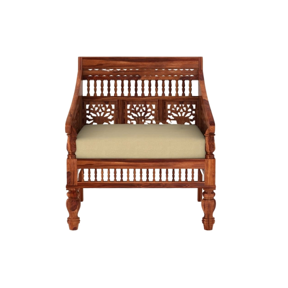 Indian Hub Handcrafted Wooden Sofa Set in 3+1+1 Seating