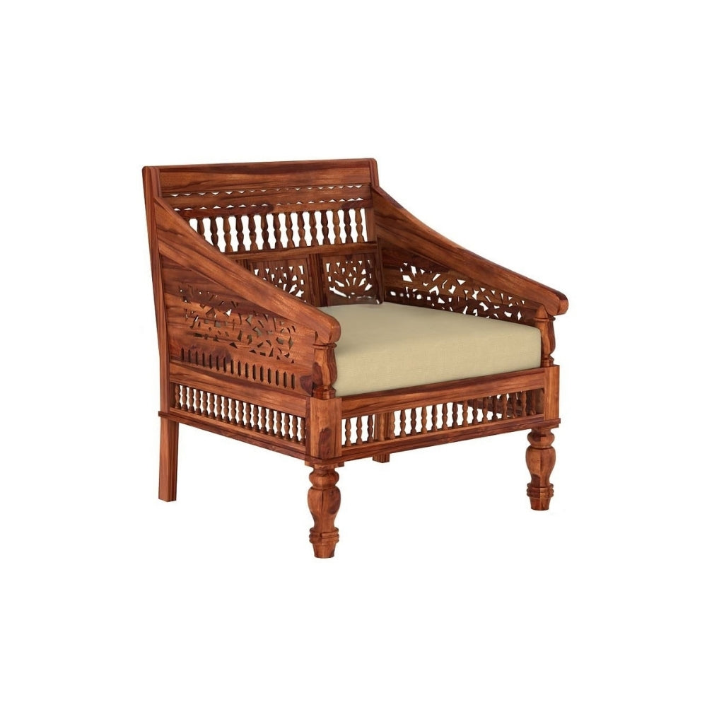 Indian Hub Handcrafted Wooden Sofa Set in 3+1+1 Seating