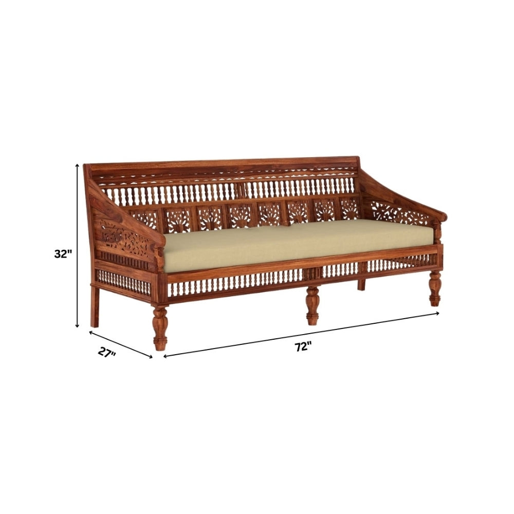 Indian Hub Handcrafted Wooden Sofa Set in 3+1+1 Seating