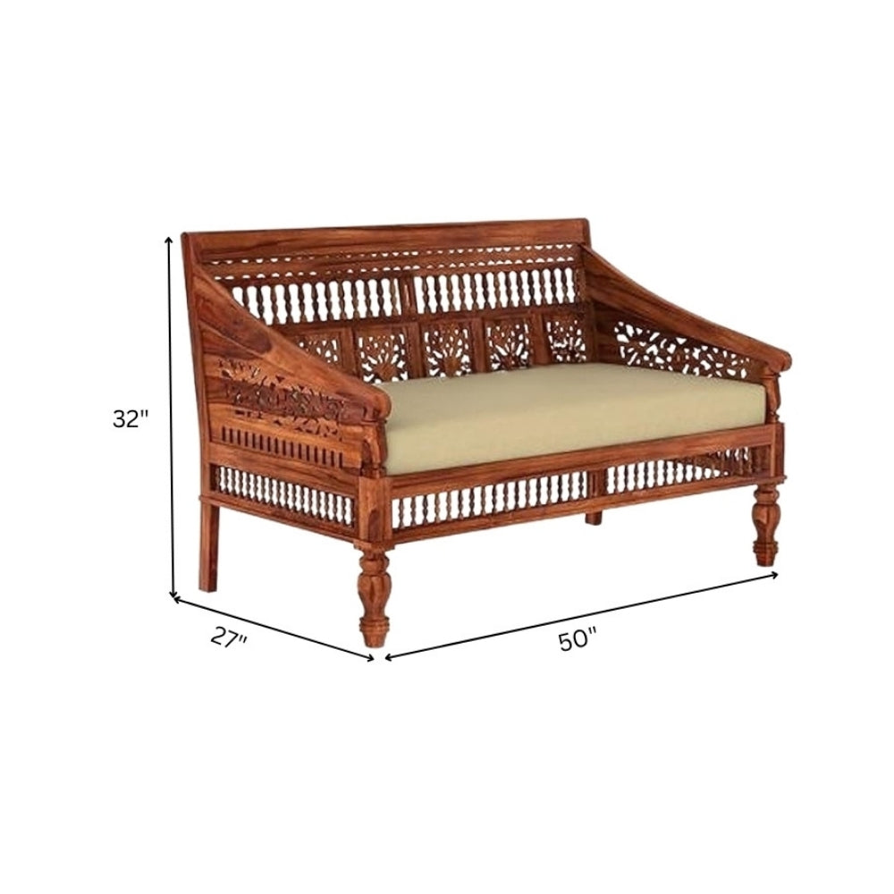 Indian Hub Handcrafted Wooden Sofa Set in 3+1+1 Seating