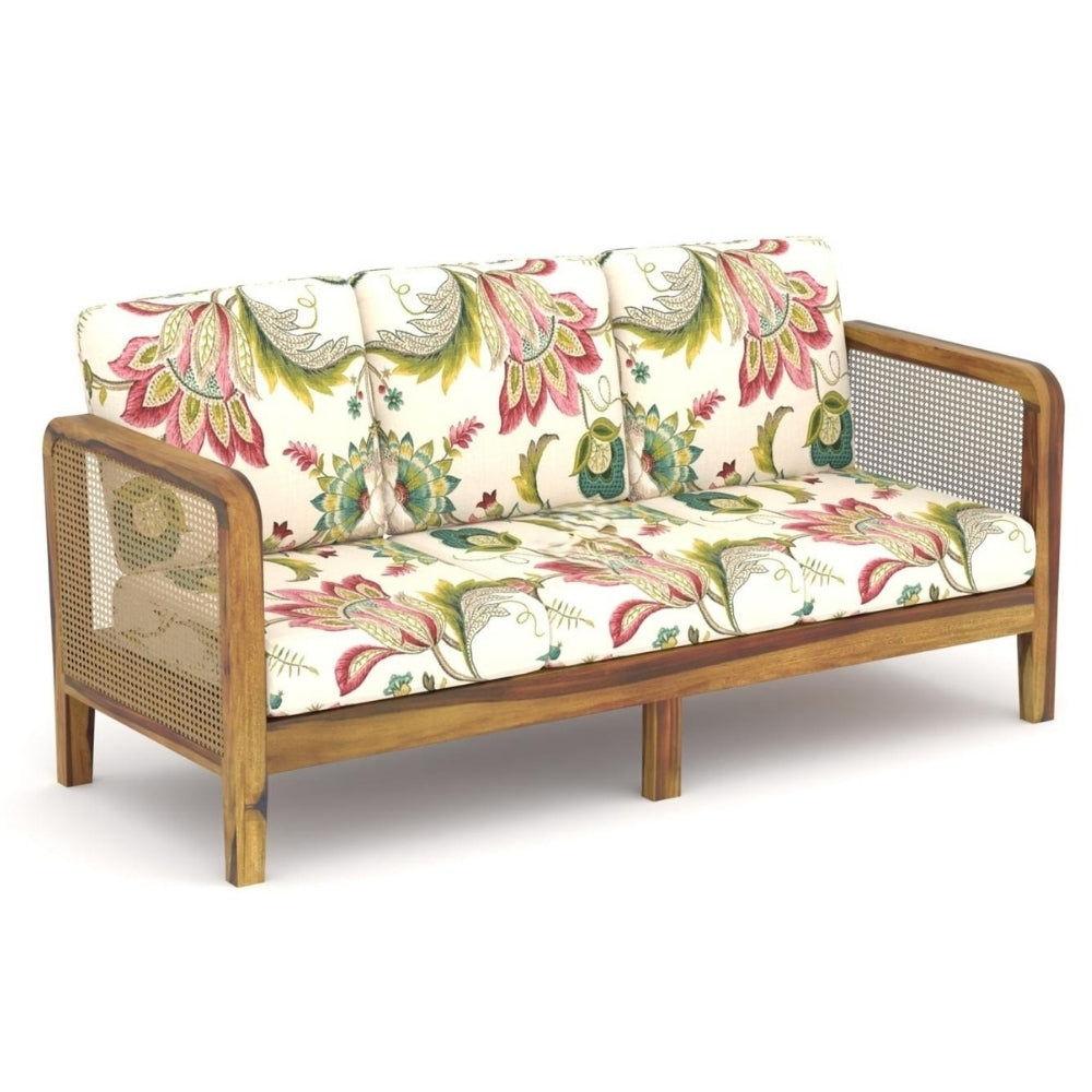 Cane Side Panes Wooden Sofa Set in 3+1+1 Seating