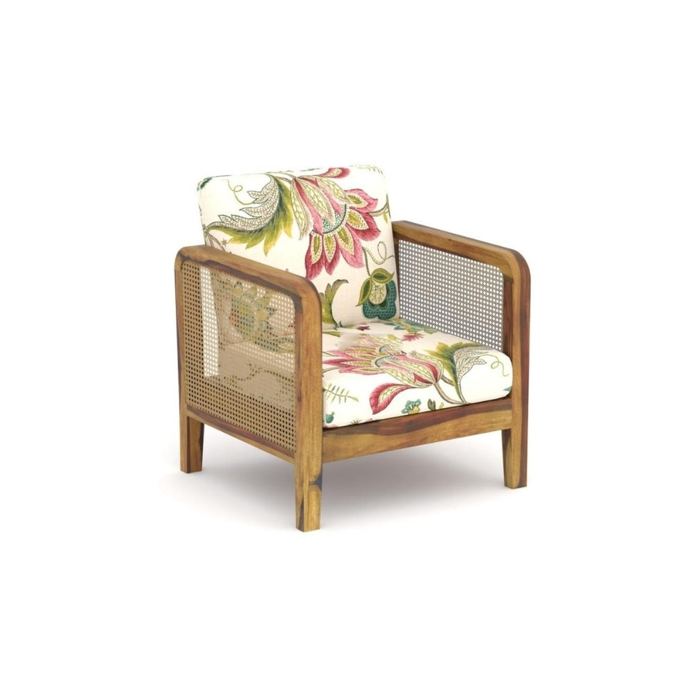 Cane Side Panes Wooden Sofa Set in 3+1+1 Seating