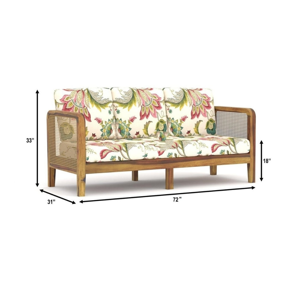 Cane Side Panes Wooden Sofa Set in 3+1+1 Seating