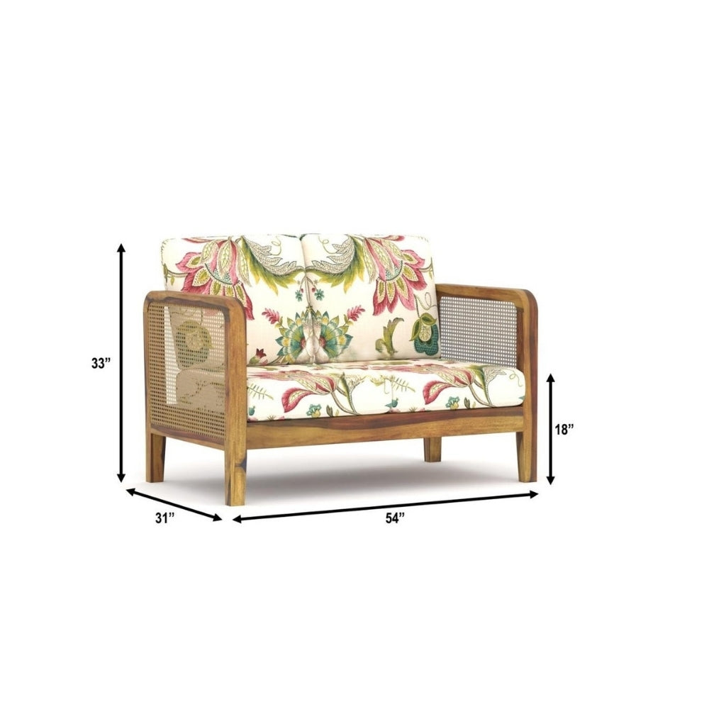 Cane Side Panes Wooden Sofa Set in 3+1+1 Seating