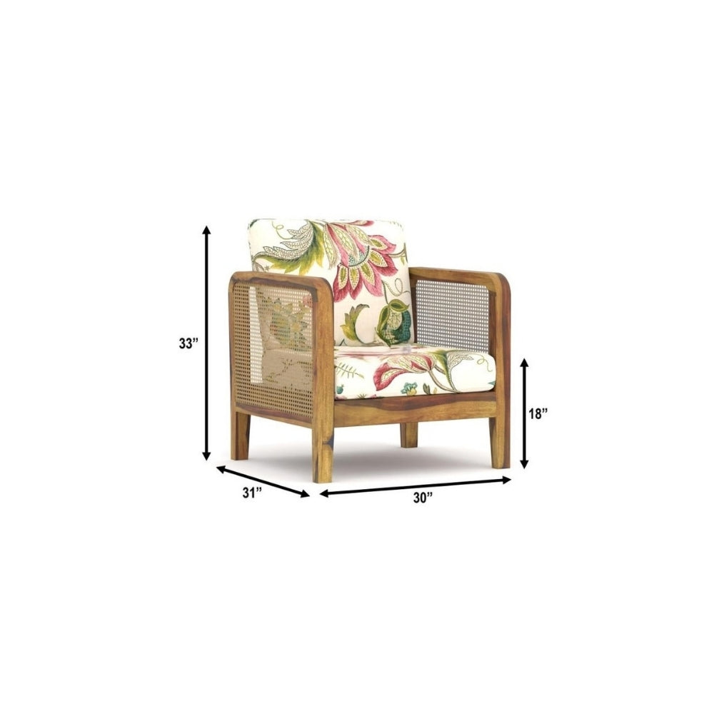 Cane Side Panes Wooden Sofa Set in 3+1+1 Seating