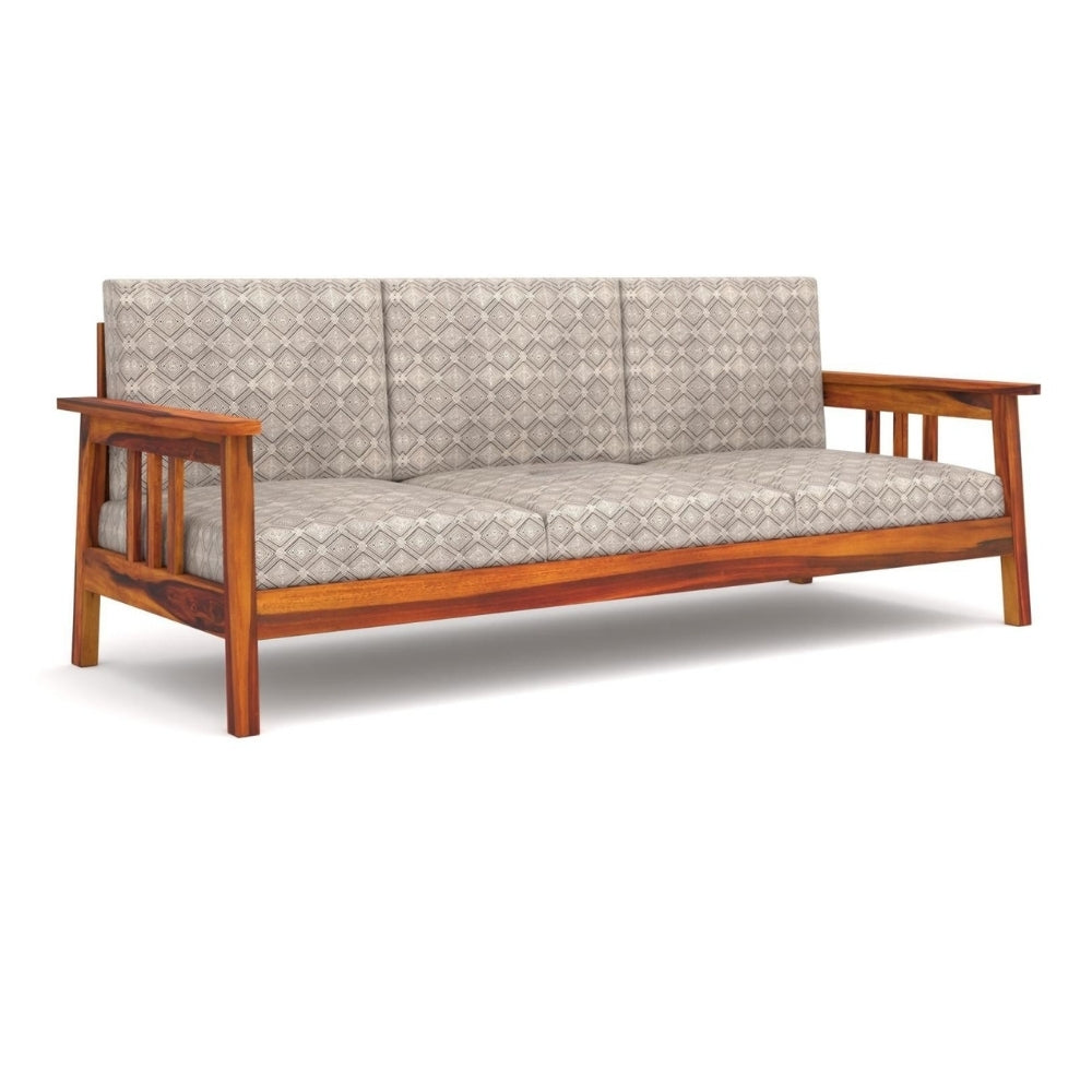 Straight-Arm Wooden Sofa Set in 3+1+1 Seating