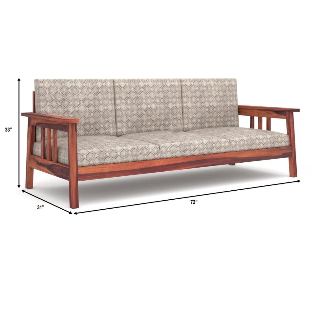 Straight-Arm Wooden Sofa Set in 3+1+1 Seating