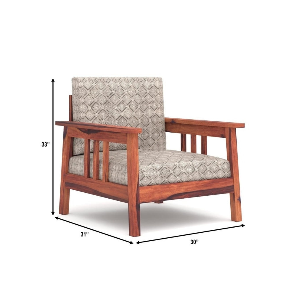 Straight-Arm Wooden Sofa Set in 3+1+1 Seating