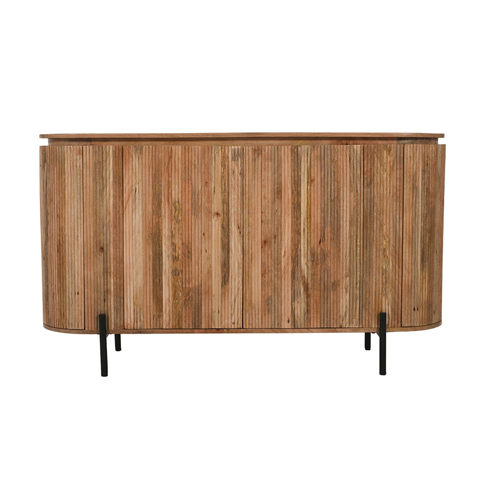 Rajsamand Furniture Natural Solid Wood Sideboard With Metal Legs