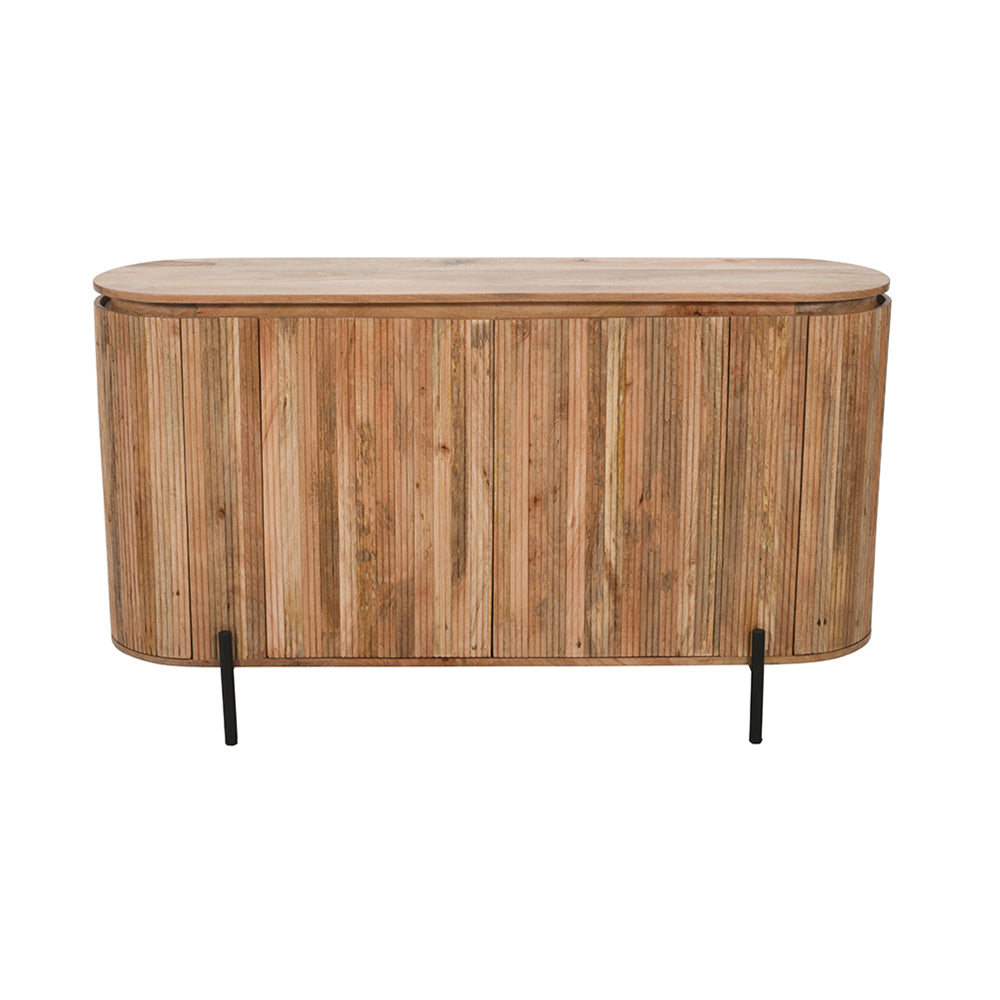 Rajsamand Furniture Natural Solid Wood Sideboard With Metal Legs