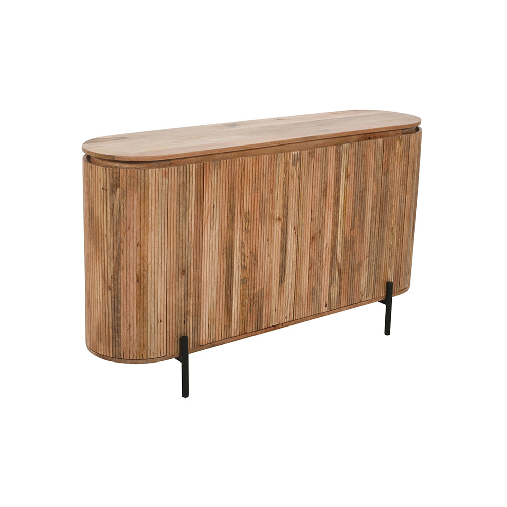 Rajsamand Furniture Natural Solid Wood Sideboard With Metal Legs
