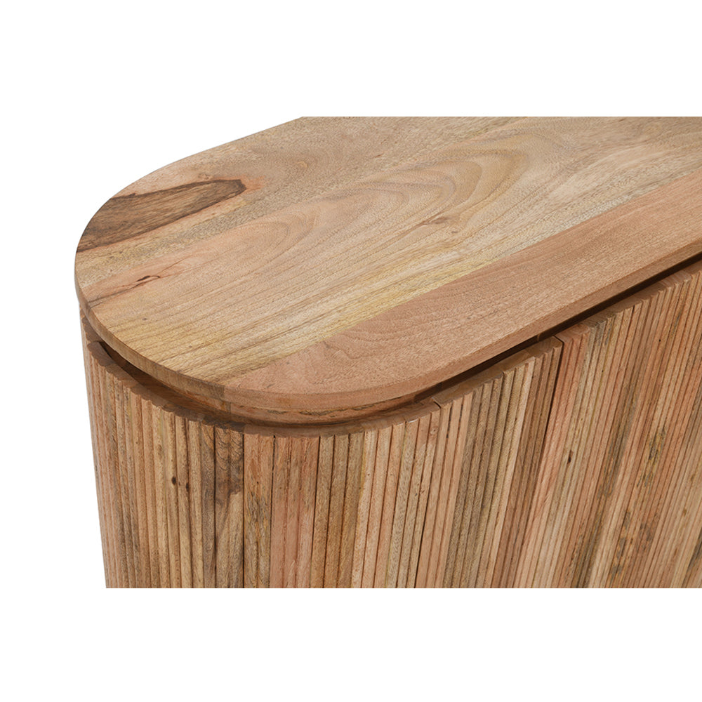 Rajsamand Furniture Natural Solid Wood Sideboard With Metal Legs