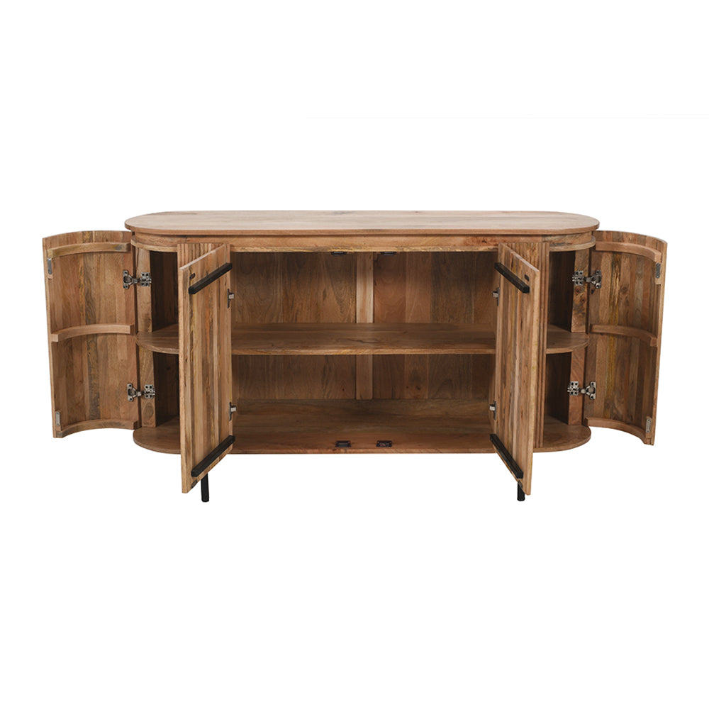 Rajsamand Furniture Natural Solid Wood Sideboard With Metal Legs