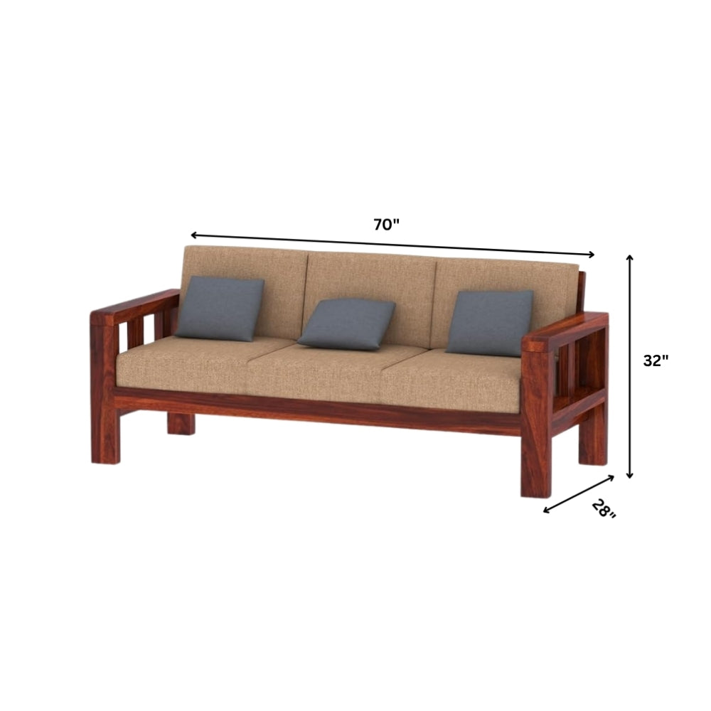 Heritage-Inspired Wooden Sofa Set in 3+1+1 Seating