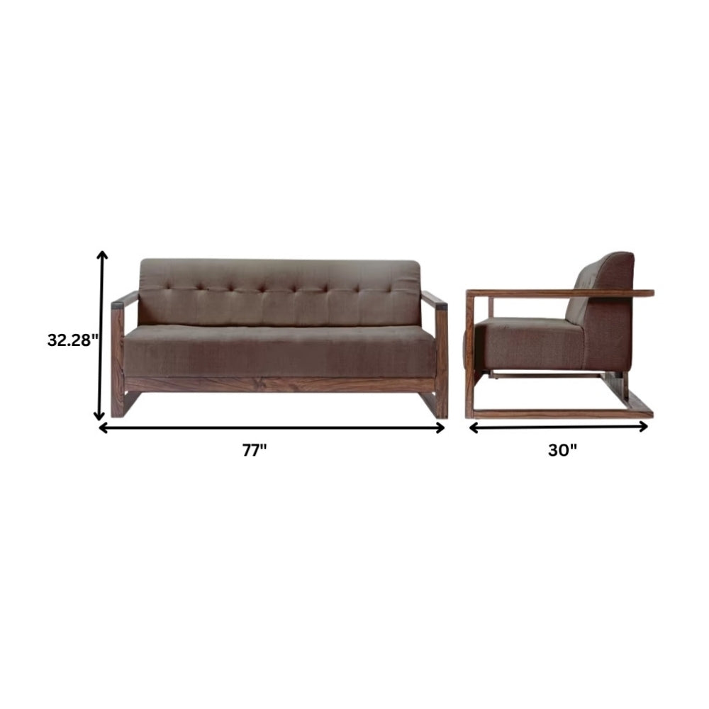 Button-Tufted 3-Seater Couch ooden Sofa Set in 3+1+1 Seating