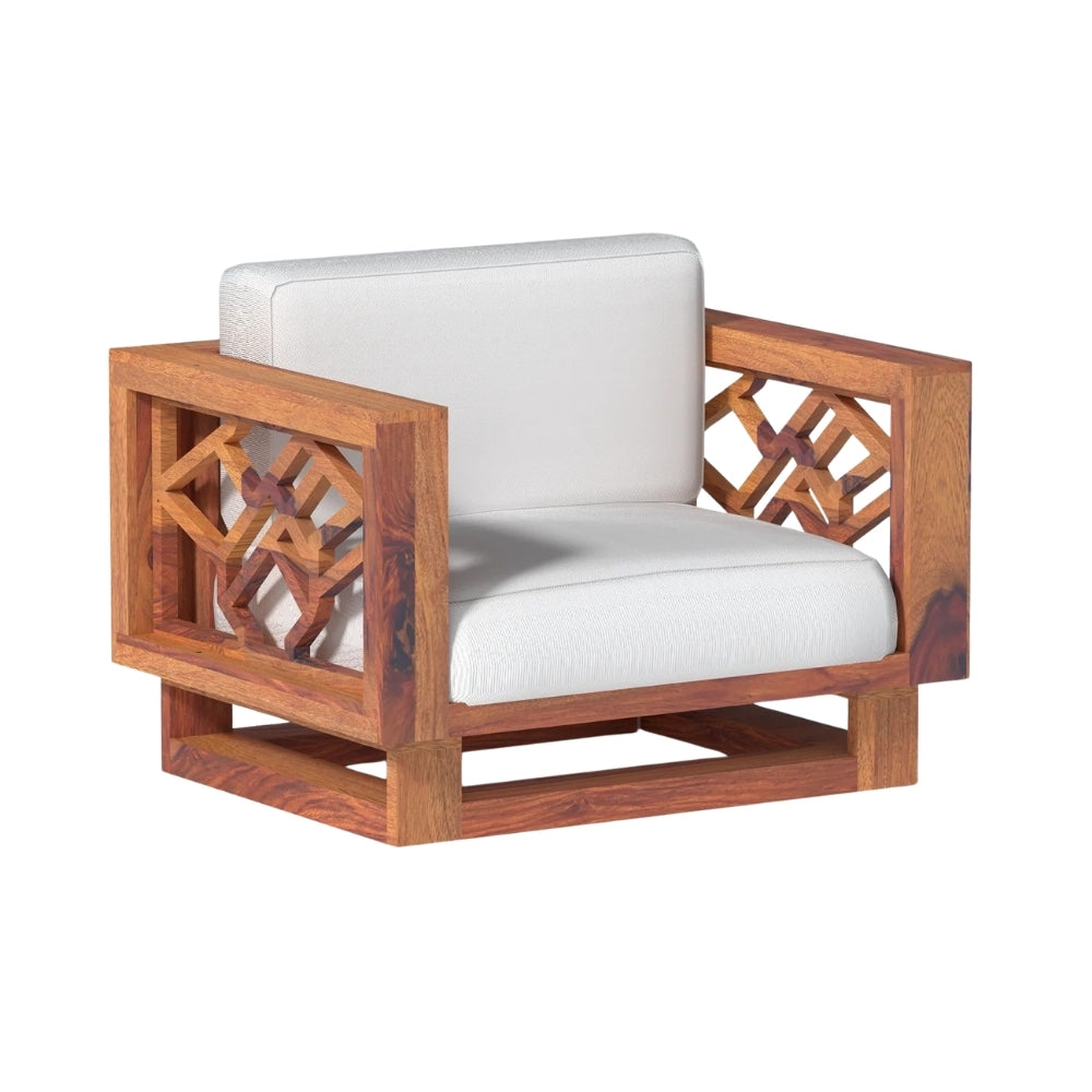 Contemporary Wooden Sofa Set in 3+1+1 Seating