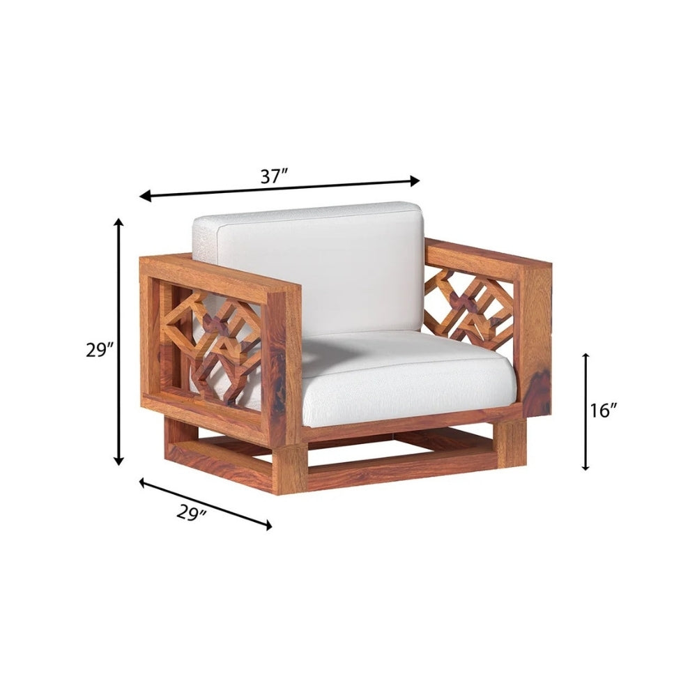 Contemporary Wooden Sofa Set in 3+1+1 Seating