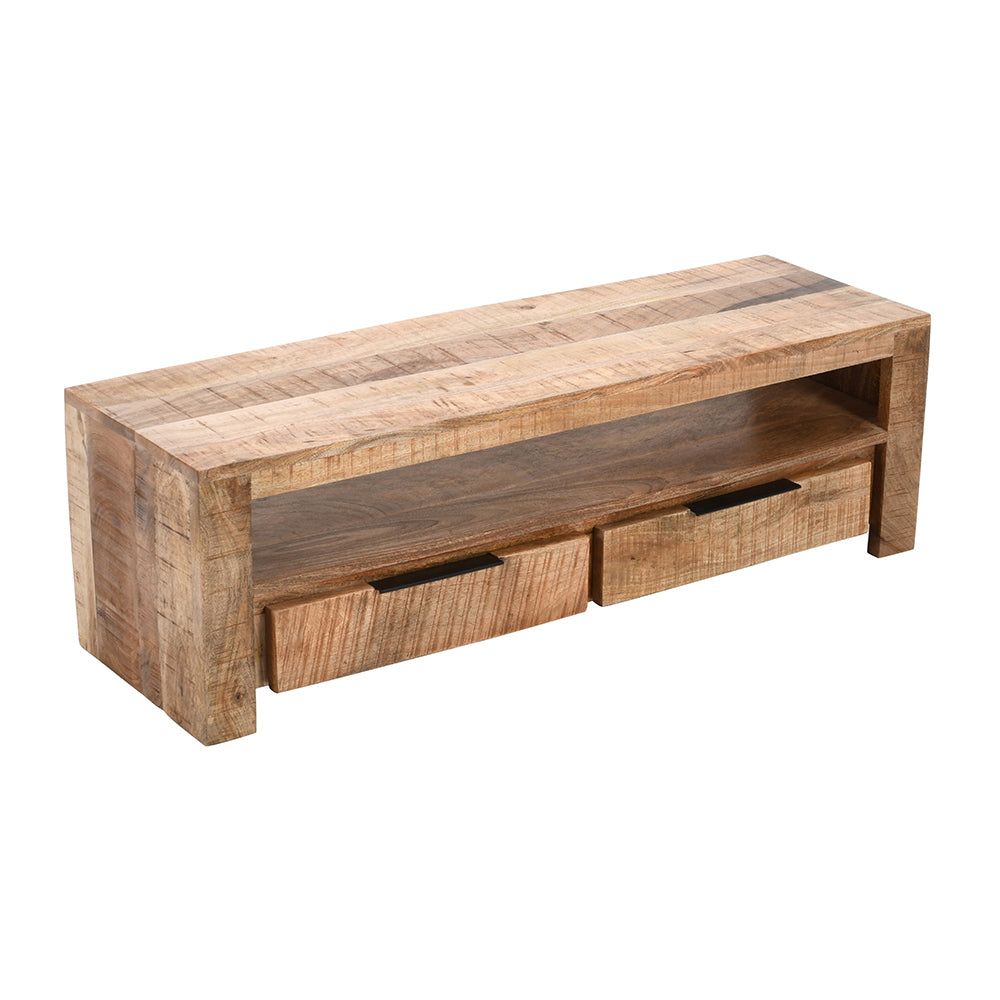 Rough Swan Timber Tv Stand With 2 Drawers
