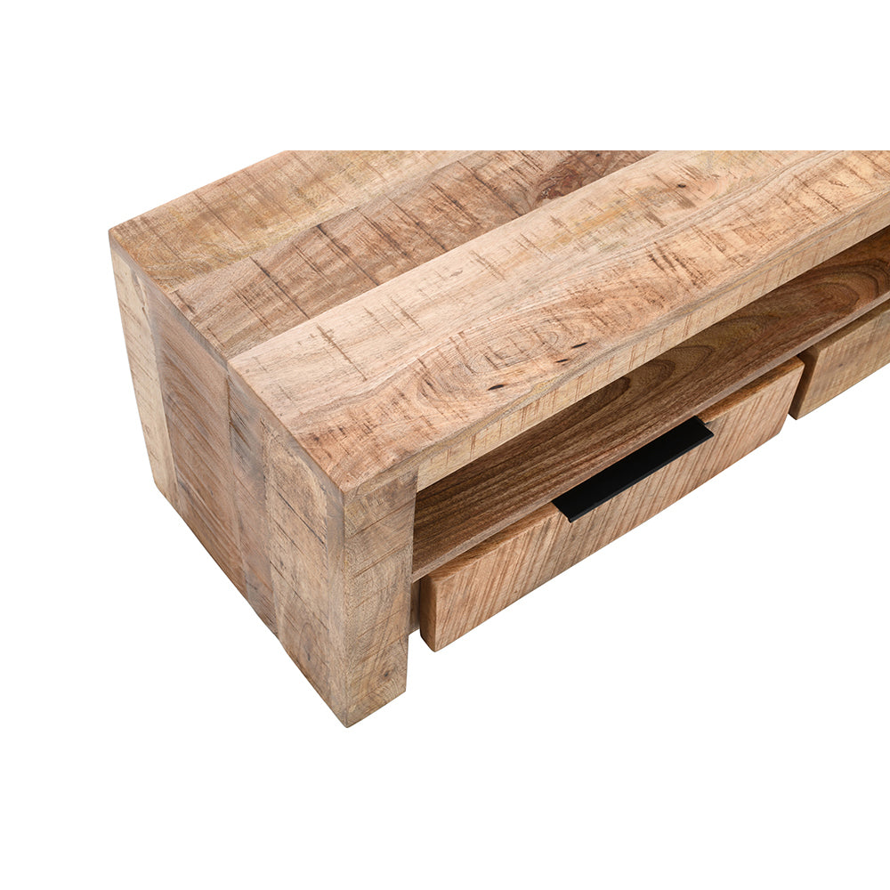 Rough Swan Timber Tv Stand With 2 Drawers
