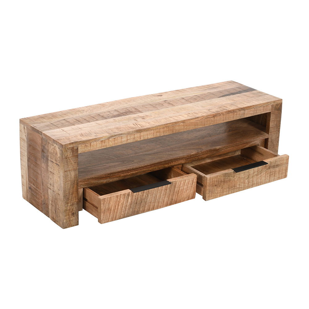 Rough Swan Timber Tv Stand With 2 Drawers