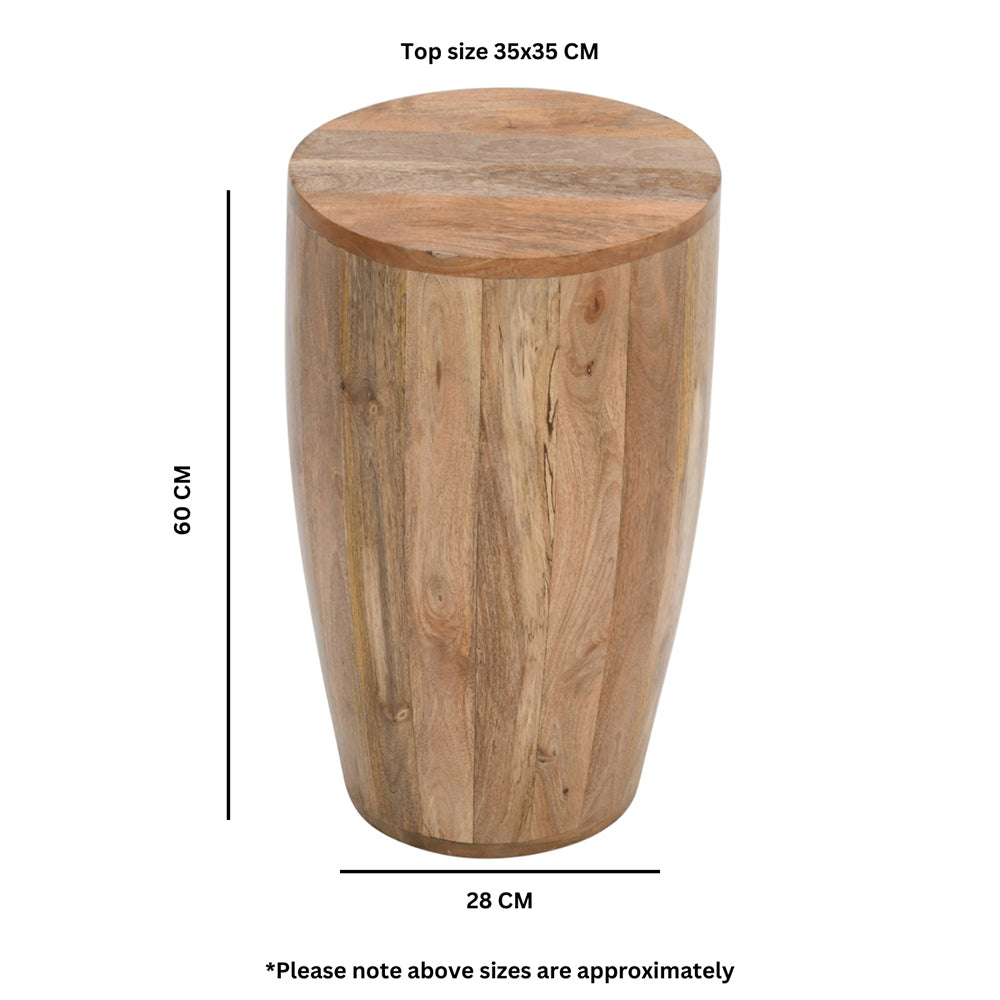 Rough Swan Timber Drum End Table