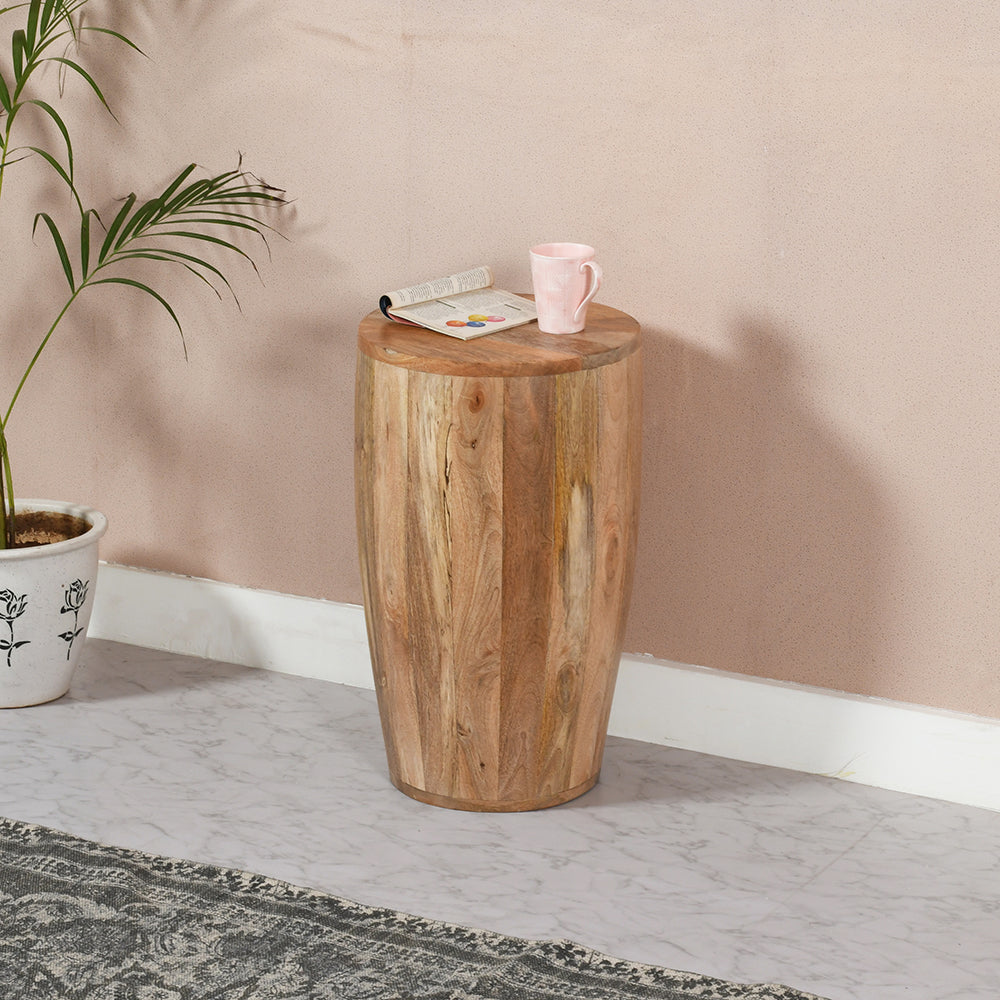 Rough Swan Timber Drum End Table