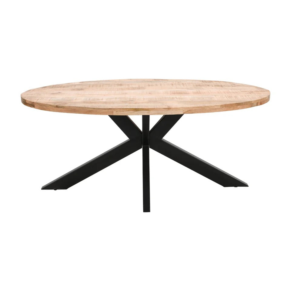 Rough Swan Timber Oval Dining Table 6 Seater Chair