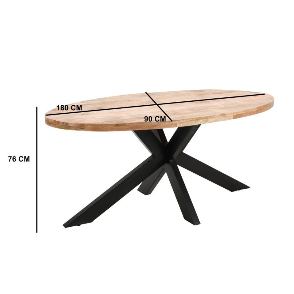 Rough Swan Timber Oval Dining Table 6 Seater Chair