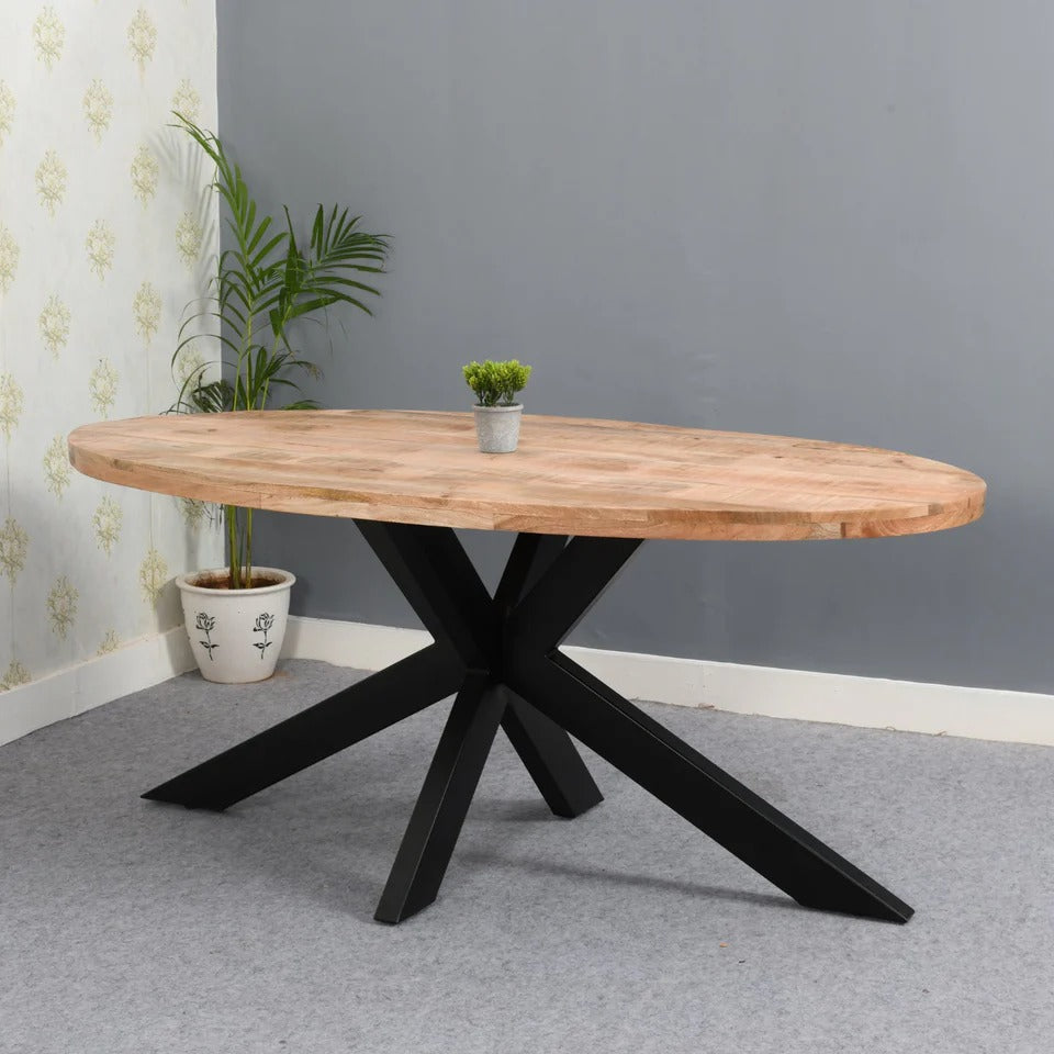 Rough Swan Timber Oval Dining Table 6 Seater Chair