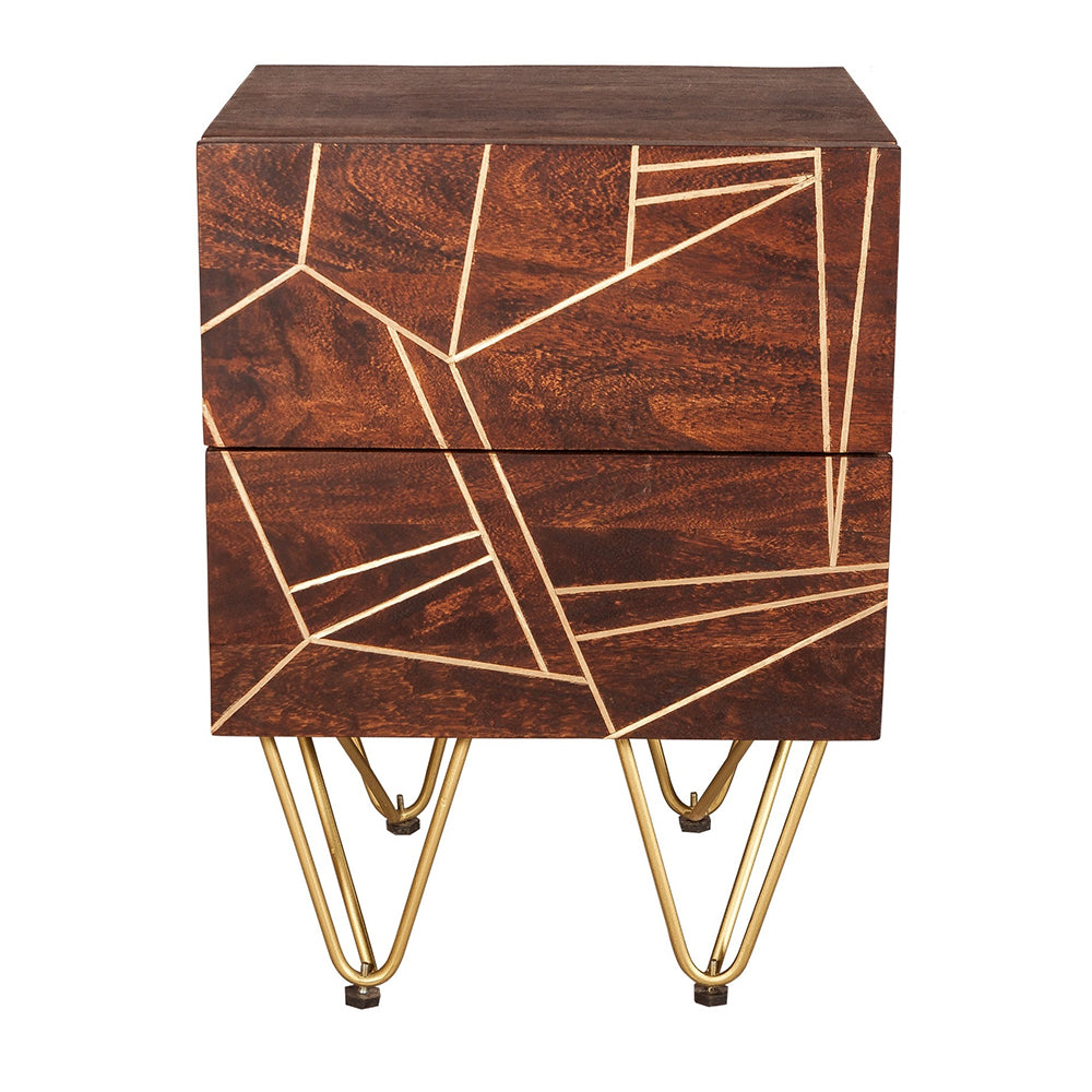Boston Dark Gold 2 Drawer Bedside Table
