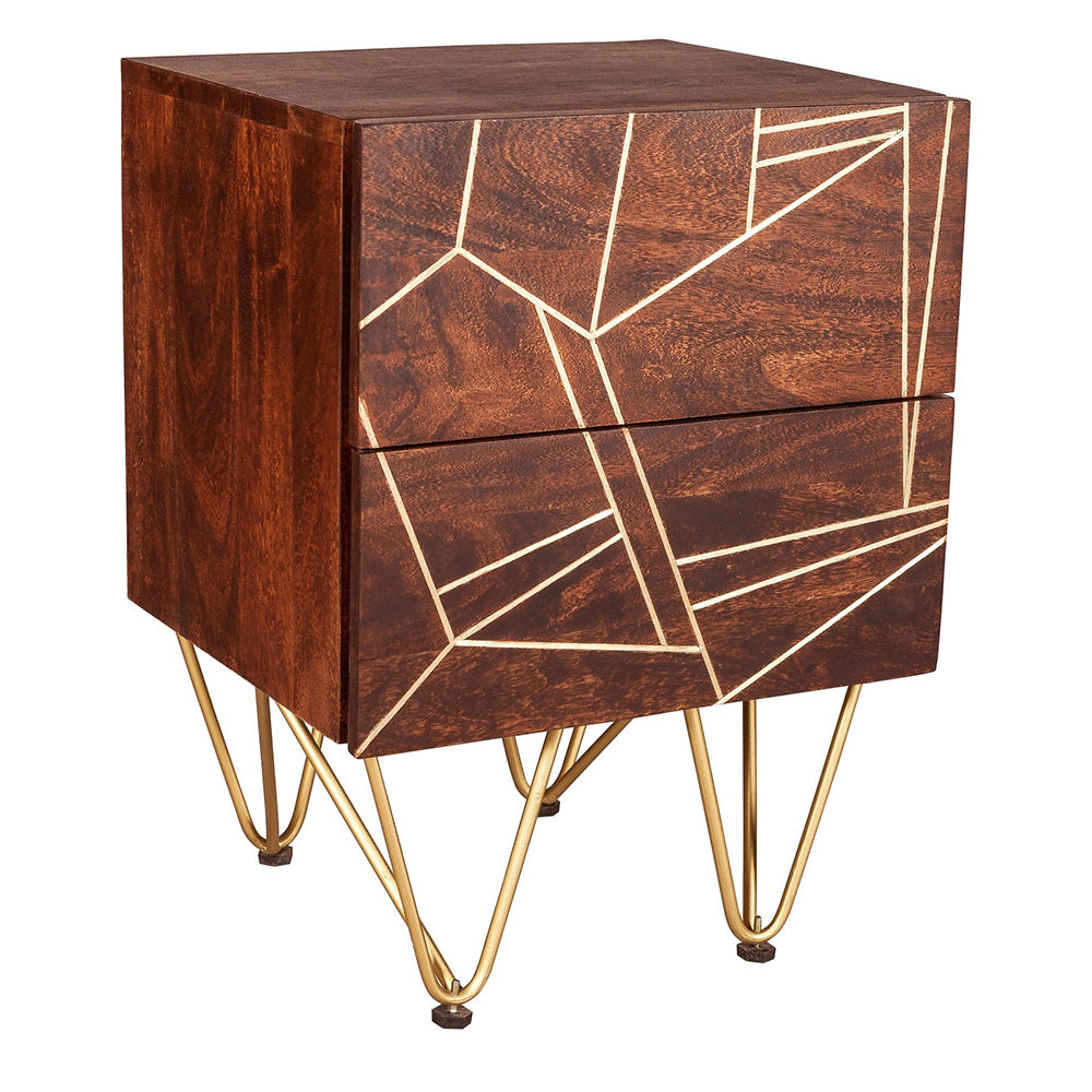 Boston Dark Gold 2 Drawer Bedside Table