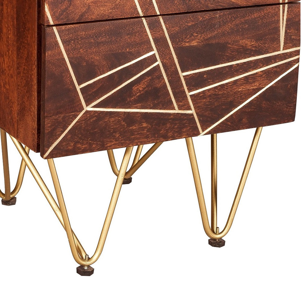 Boston Dark Gold 2 Drawer Bedside Table