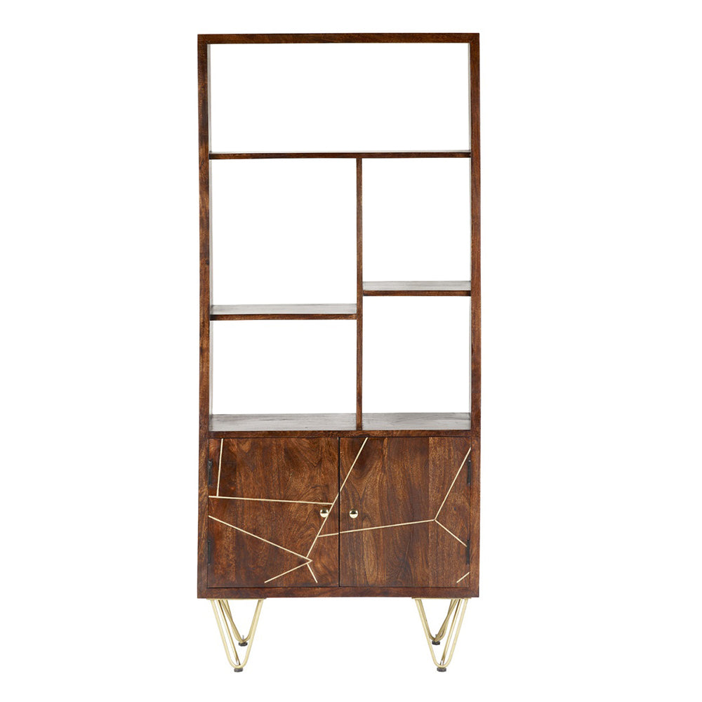 Boston Dark Gold Large Bookcase 2 Door