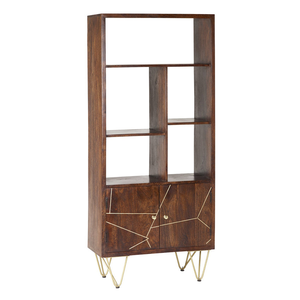 Boston Dark Gold Large Bookcase 2 Door