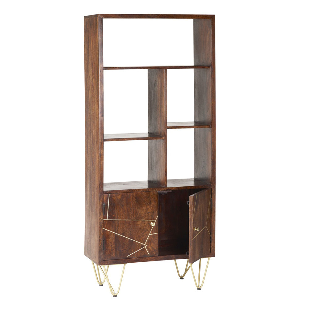 Boston Dark Gold Large Bookcase 2 Door