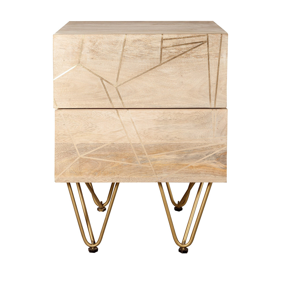 Boston Light Gold 2 Drawer Bedside Table