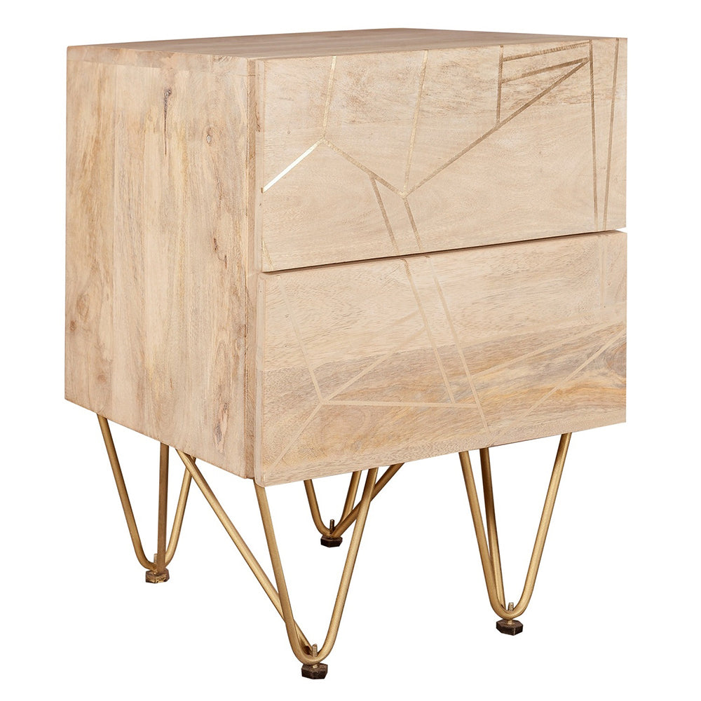 Boston Light Gold 2 Drawer Bedside Table