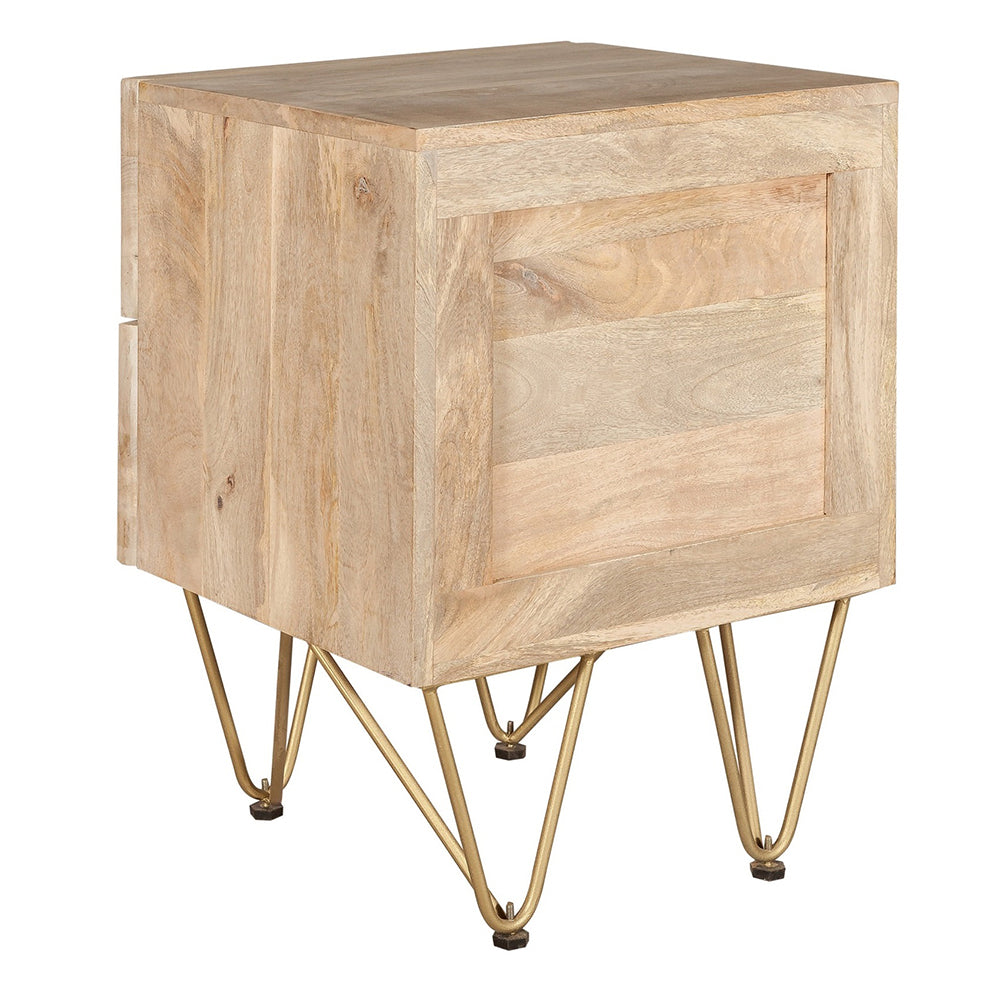Boston Light Gold 2 Drawer Bedside Table