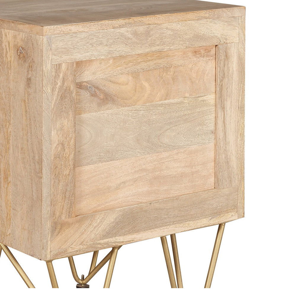 Boston Light Gold 2 Drawer Bedside Table