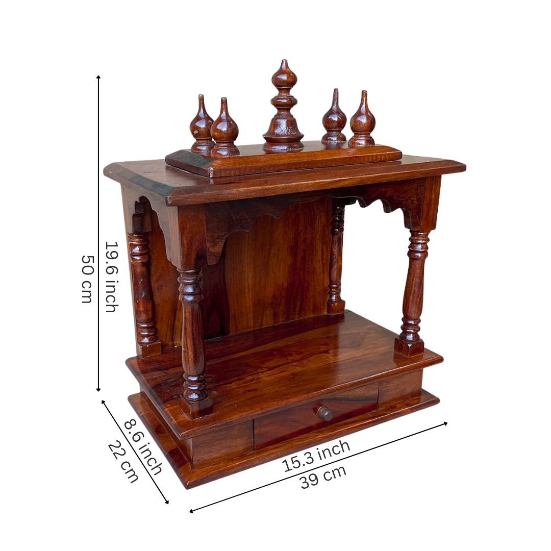 Wooden Temple with Storage Drawer