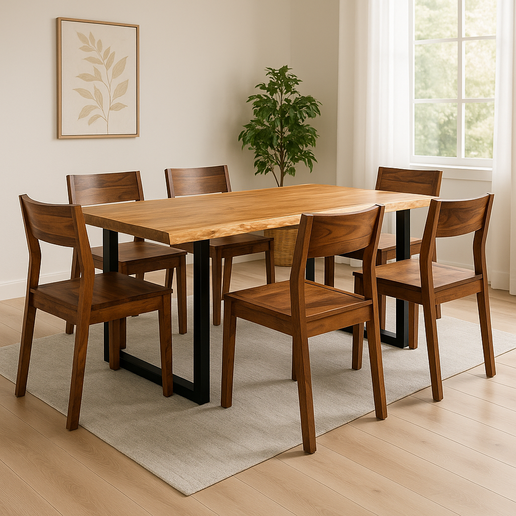 Live Edge Dining Table With 6 Seater Chair