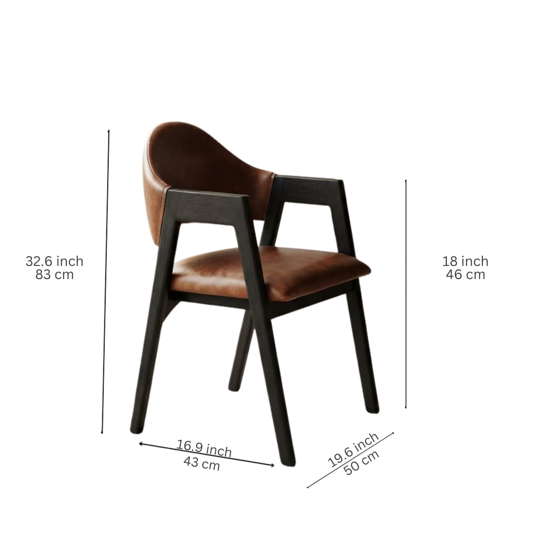 Product dimension diagram for the Mid-Century Modern Dining Chair.
