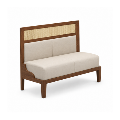 Hans 2-Seater Wooden Dining Booth with Rattan Detail