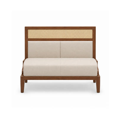 Hans 2-Seater Wooden Dining Booth with Rattan Detail