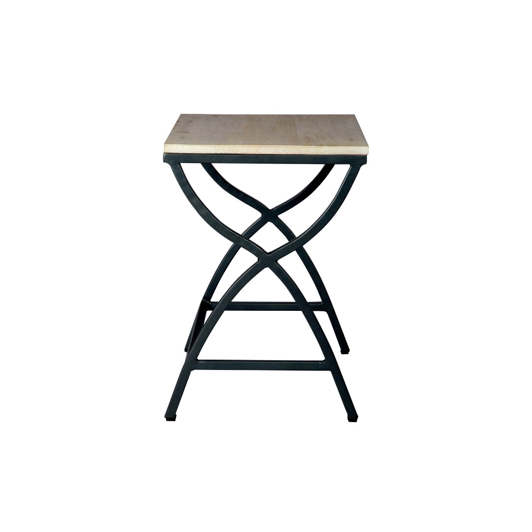 Industrial Metal & Wood Nesting Side Table Set of 2