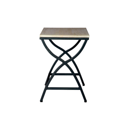 Industrial Metal & Wood Nesting Side Table Set of 2