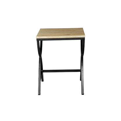 Industrial Metal & Wood Nesting Side Table Set of 2